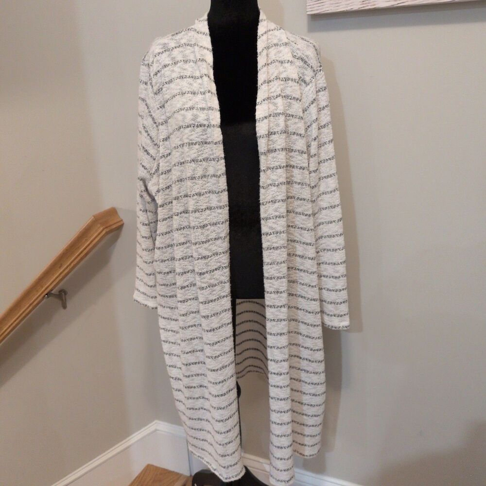 Lane Bryant Striped Open Front Duster Cardigan Sweater Plus Size 22/24